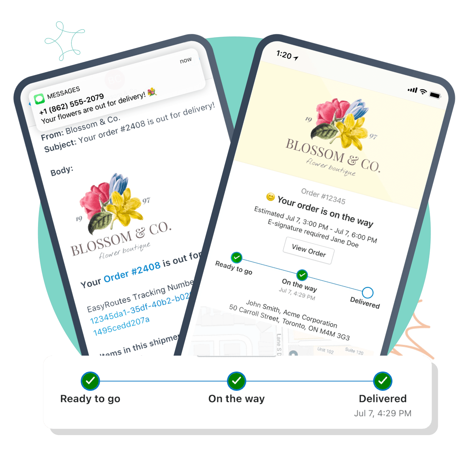EasyRoutes delivery tracking and notifications on mobile