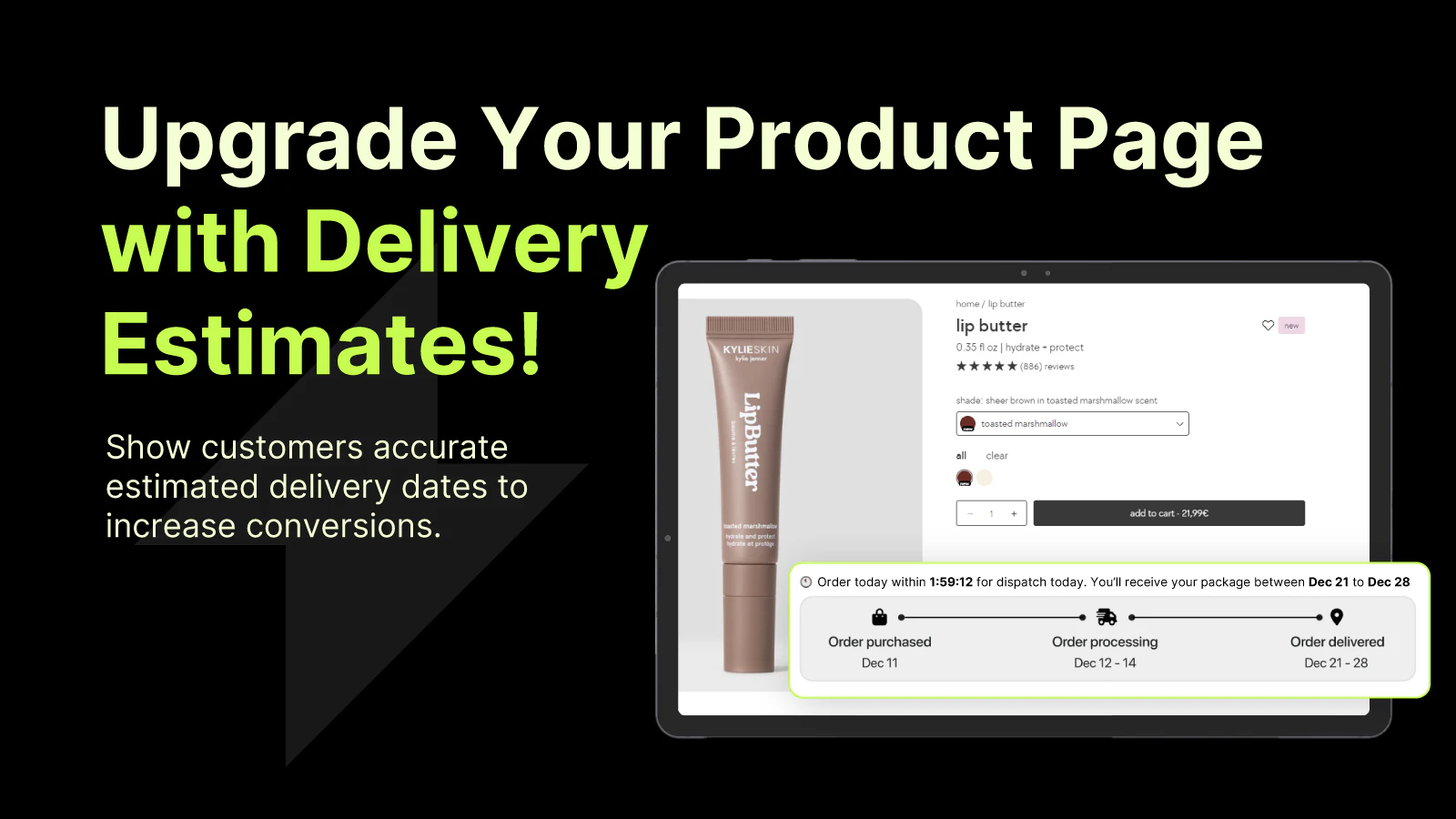 Essential Estimated Delivery Date widget on a product page